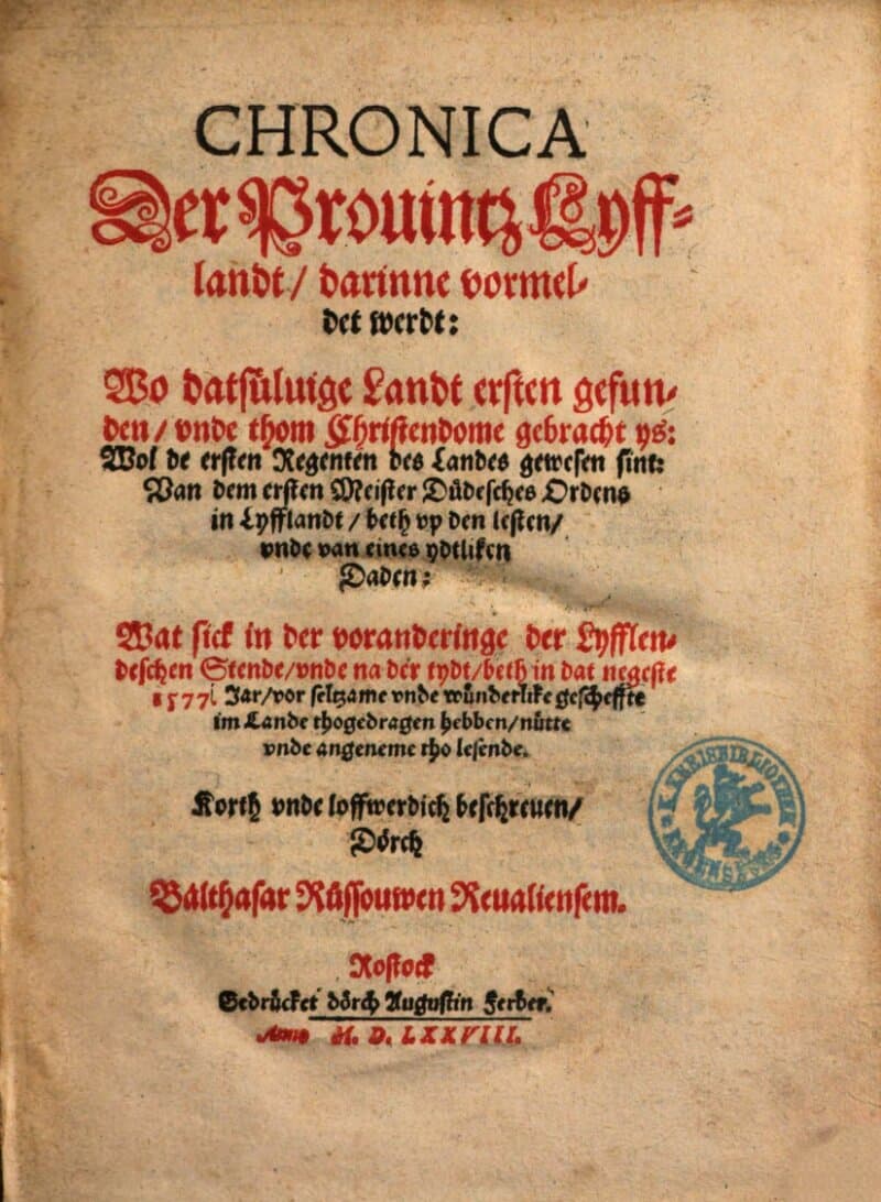 Chronica der Provintz Lyfflandt